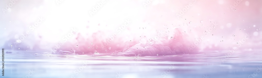Poster soft pastel waves gently ripple across a tranquil water surface, creating a serene and dreamy atmosp