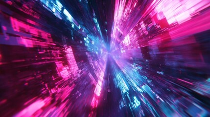 Abstract Pink And Blue Neon Lights Speed Tunnel Background