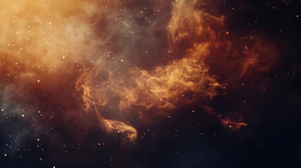Cosmic Nebula with Orange and Brown Hues
