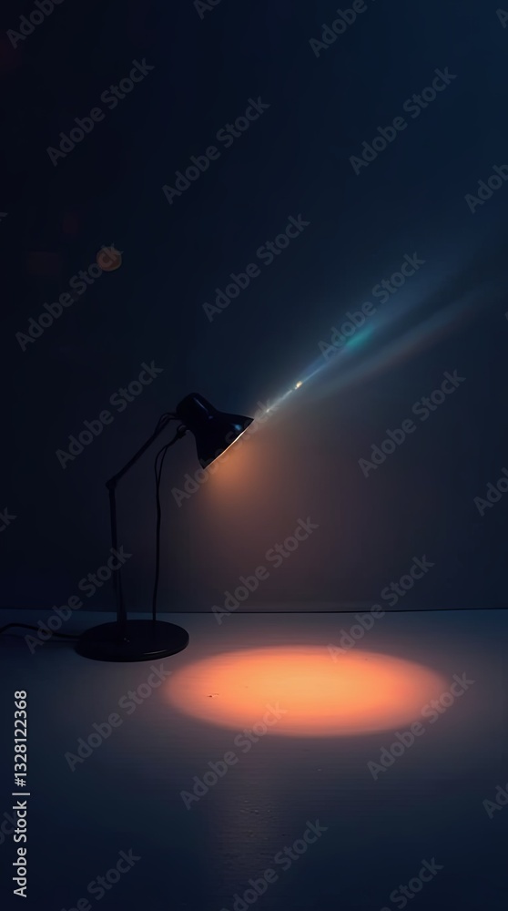 Poster a lamp is turned on and the light is shining on a wall