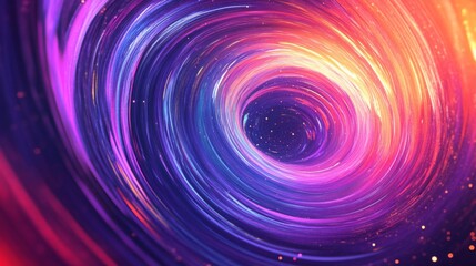 Abstract Cosmic Vortex of Swirling Purple Pink and Orange Light