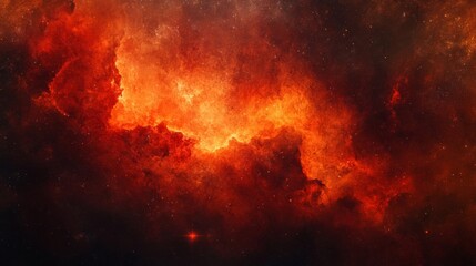 Fototapeta premium Fiery Red Nebula in Deep Space
