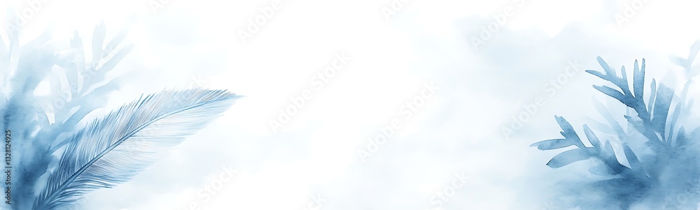 Leinwandbilder Soft blue abstract background with delicate frost-like patterns.