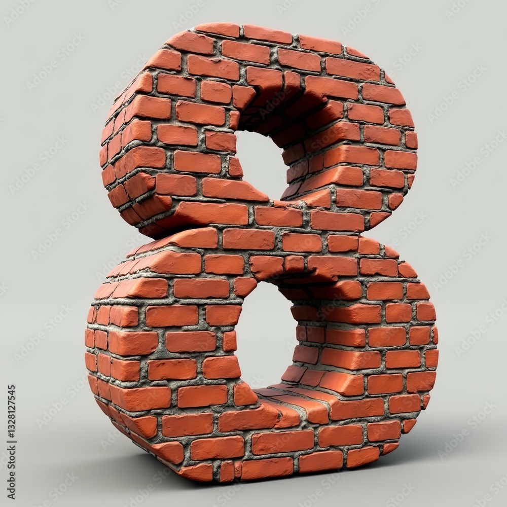 Aufkleber the number 8 is made out of bricks and has a hole in the middle
