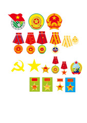 music, coffee, patterns, bronze drums, medals