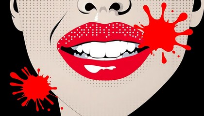 Red Lipstick Nose Detail Red Splashes