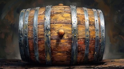 Aged wooden barrel, studio shot, historical,  vintage background