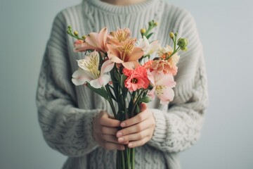 Person holding flowers plant adult inflorescence.