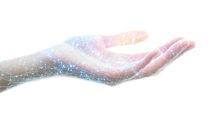 Fototapeta premium Futuristic Hand Reaching Out with Digital Connection and Light Effects