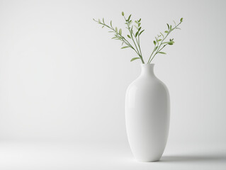 Elegant Minimalist Ceramic Vase on White Background: A Modern Touch for Sophisticated Floral Arrangements in Contemporary Decor