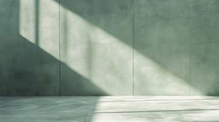 Green Concrete Wall With Light And Shadow