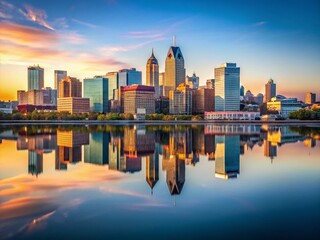 Fototapeta premium Minimalist Montreal Reflection: Cityscape Mirror Image