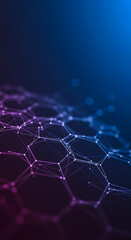 Obraz premium Abstract Network: Plexus of Connected Points & Lines in Blue & Purple Hues - Tech, Data, Science, Connection!