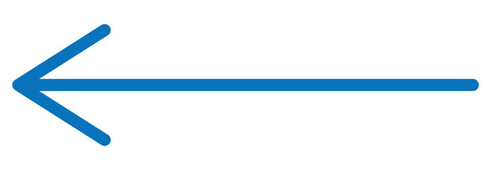 Straight long arrow, left thin line, black cursor, horizontal element, thick pointer vector icon isolated on white background. Simple illustration