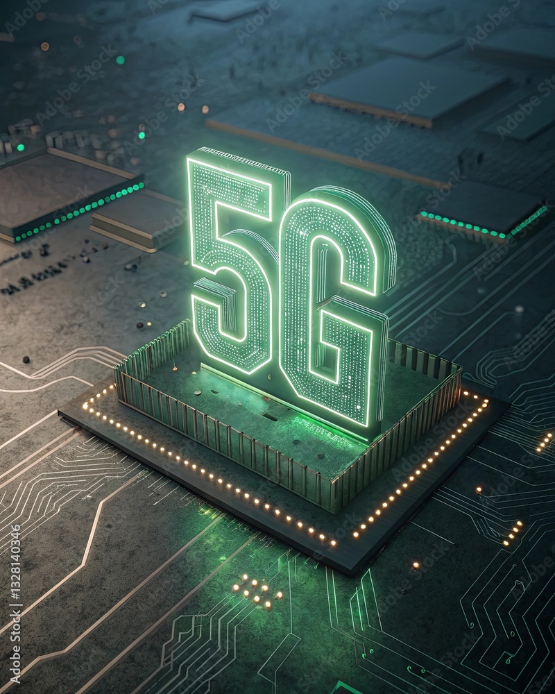 Aufkleber a computer chip with the letters 5g on it