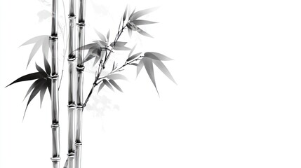 Naklejka premium Abstract Bamboo in Ink Painting Style