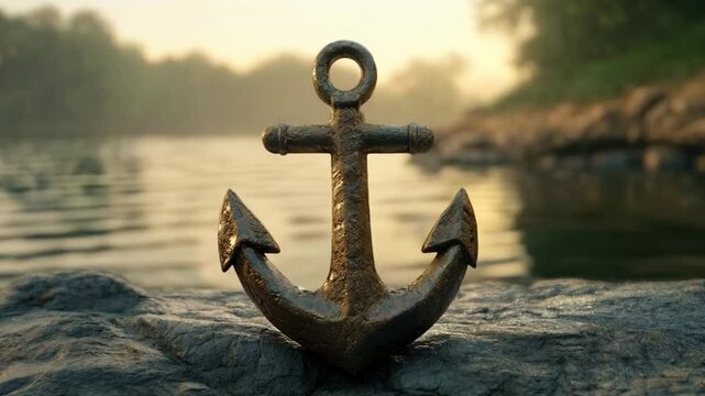 The anchor rested firmly on the rock, providing stability to the boat in the calm waters.