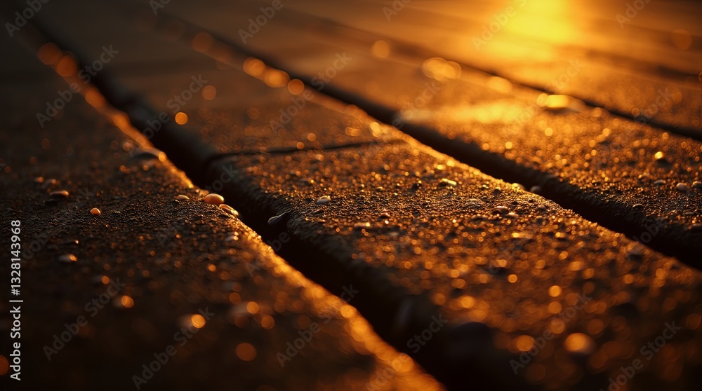 Poster the image is a close up of a wooden surface with a wet, shiny appearance
