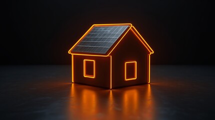 A house with a bright orange roof is lit up in the dark