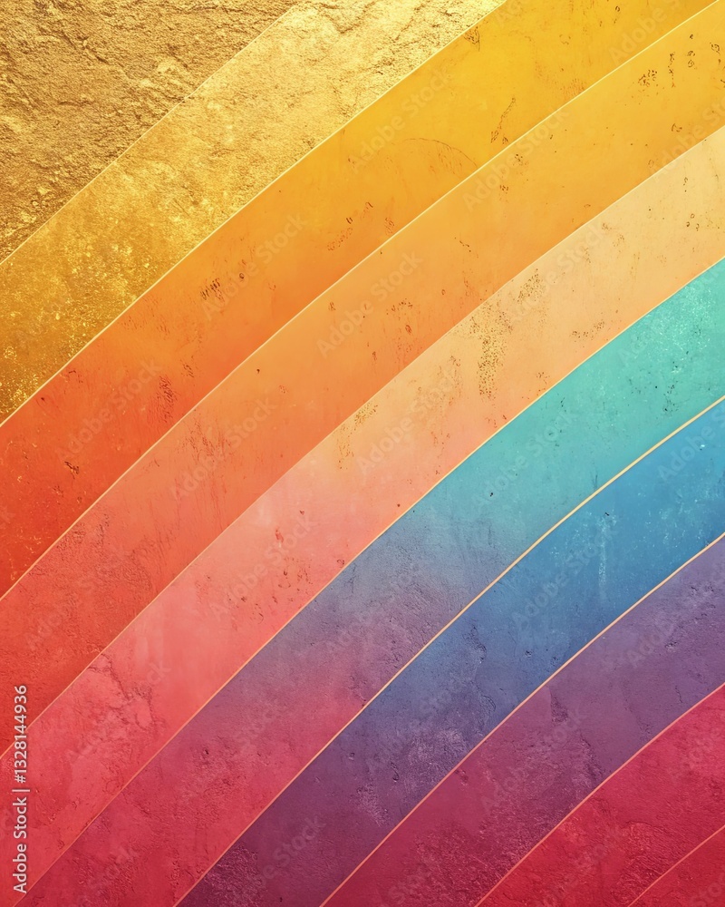 Aufkleber a colorful striped background with a rainbow in the middle