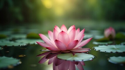 Lotus Flower Blooming in a Peaceful Pond, Symbolizing Inner Growth