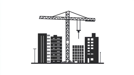 Obraz premium Cityscape Construction Site Illustration