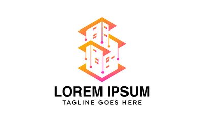 creative premium logo negative space building