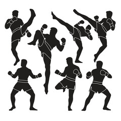 Silhouette Muay Thai, vector illustration

