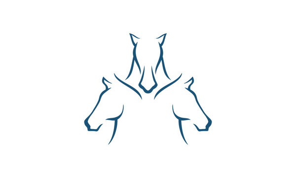 unique horse head line premium logo
