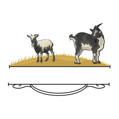 nigerian dwarf goat rustic logo with separate white background
