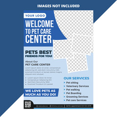 Pet shop flyer template with cat and dog illustration