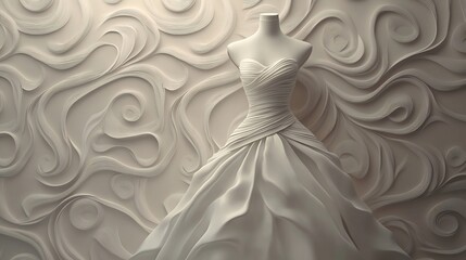 Elegant wedding gown mockup soft folds and a minimalist display