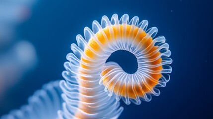 Close up of vibrant marine worm tentacle in underwater ocean scene