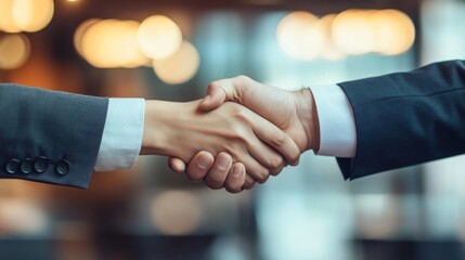 Business partnership and agreement concept with professional handshake for corporate success