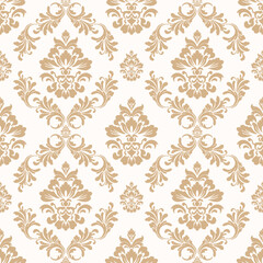Gold seamless Damask pattern vector illustration design for fashion, fabric, texture, wallpaper, clothing, wrapping, decoration and all prints