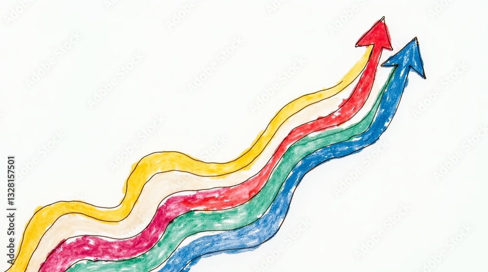 Aufkleber Two arrows pointing upwards, with each arrow having a different color