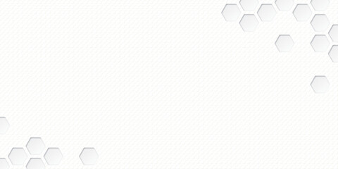 3D futuristic honeycomb small size random pattern at conner paper cut style on white bond paper background graphic illustration have blank space.