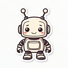 Obraz premium Cute Cartoon Robot Character with Big Eyes and Cheerful Expression