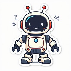 Fototapeta premium Cute Cartoon Robot Character with Big Eyes and Cheerful Expression