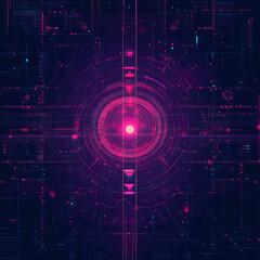 Fototapeta premium Glowing Pink Circular Structure with Concentric Rings
