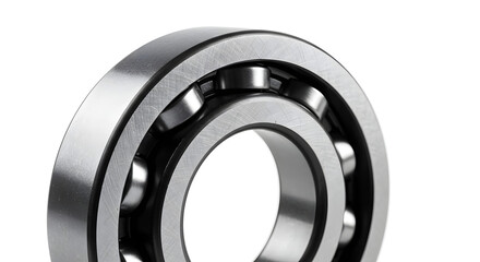 Ball Bearing on White, Steel Ball Bearing Closeup, Industrial Bearing Detail, Generative AI image