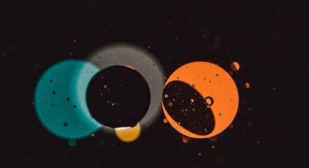 A black and orange and blue circle with a black center