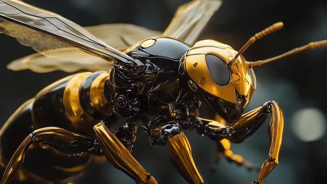 The tiny bee robot buzzed around the garden, pollinating flowers and collecting data efficiently.