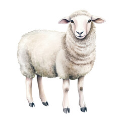 Fototapeta premium Realistic watercolor sheep with gentle expression