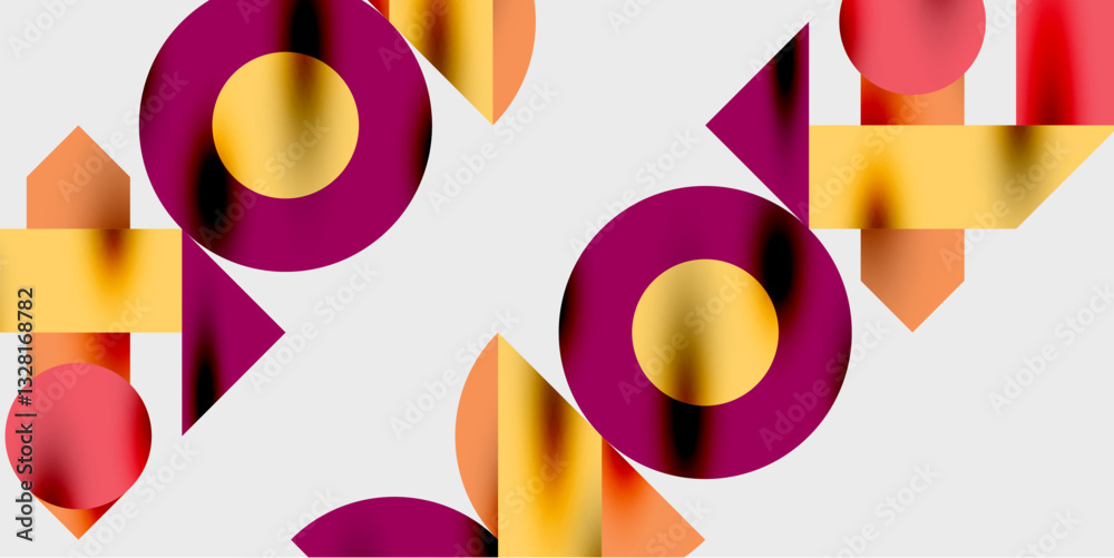 Aufkleber Modern abstract background featuring circles, lines, and triangles in a dynamic geometric composition. Perfect for stylish, tech, or creative-themed designs