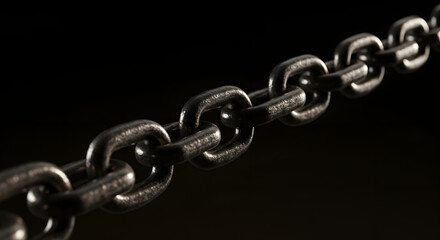 Obraz premium Metal Chain, Industrial Strength, Close-up Texture, Generative AI image.
