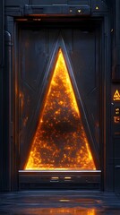 Digital technology Black gold triangle glass illustration poster background