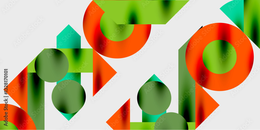 Aufkleber Modern abstract background featuring circles, lines, and triangles in a dynamic geometric composition. Perfect for stylish, tech, or creative-themed designs