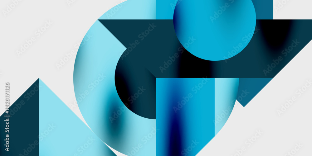 Aufkleber Modern abstract background featuring circles, lines, and triangles in a dynamic geometric composition. Perfect for stylish, tech, or creative-themed designs