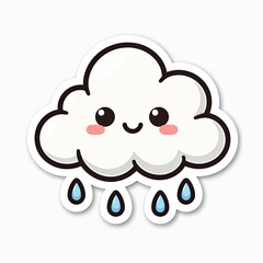 Cute Cartoon Cloud with Raindrops and Smile for Playful Designs